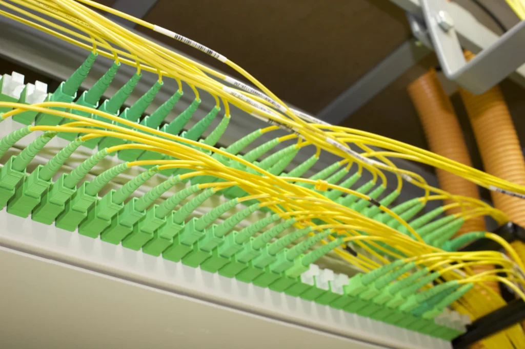 Fiber optic cables in a patch panel